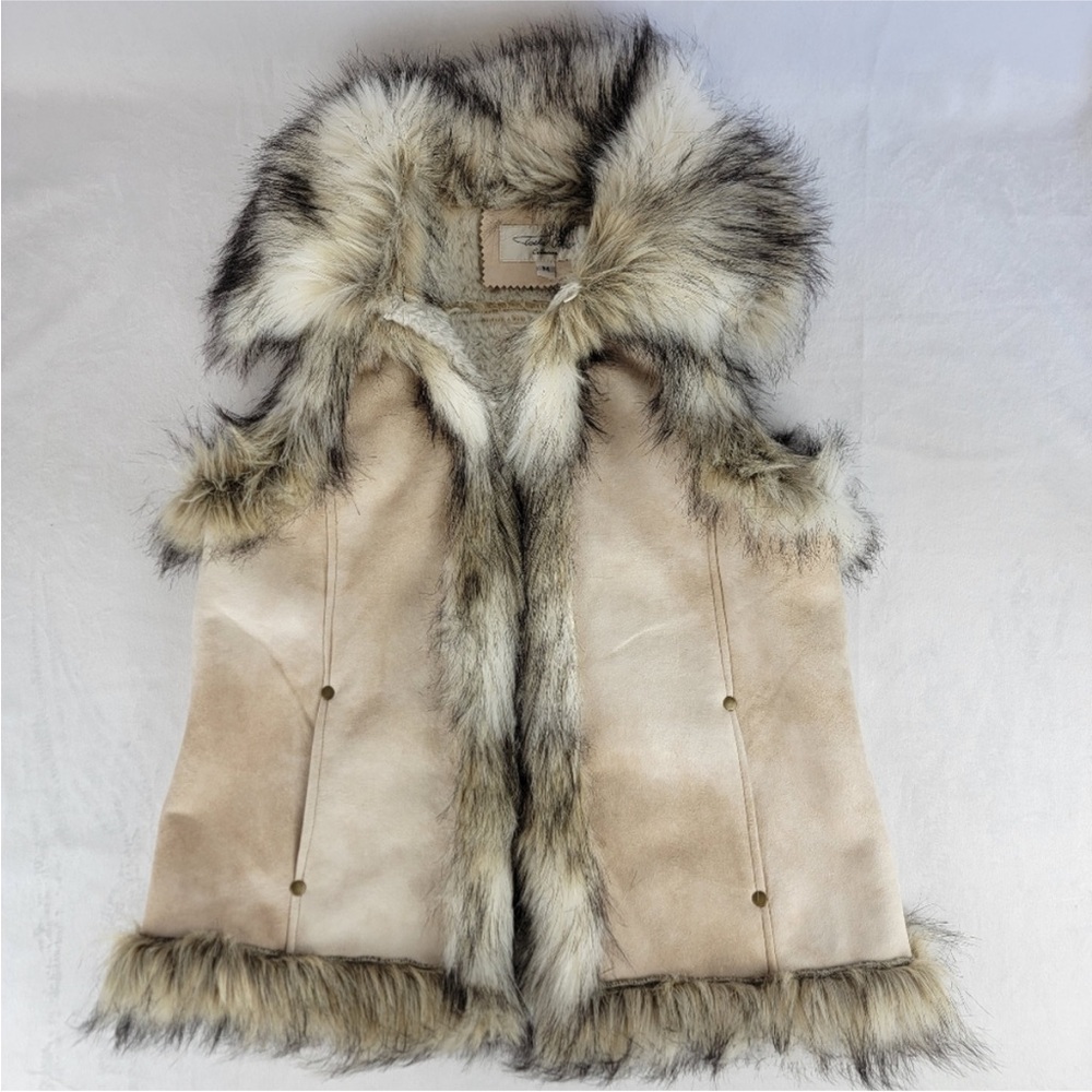 Tasha Polizzi Tan Faux Fur Trim Vest